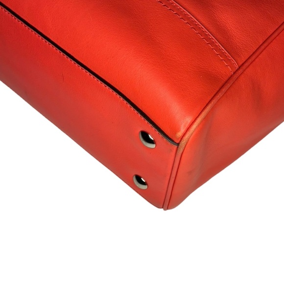 Coach Large Leather Tassel Tote-Coral - Picture 10 of 16